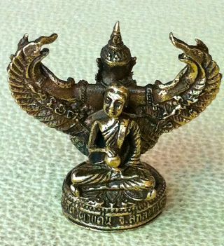 Garuda King & Phra Sivali Wealth Lucky Good Business Charm Thai Amulet photo