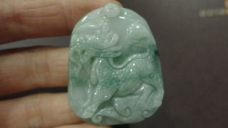 Prefect Chinese Green 100%natural Grade A Jade Jade Jadeite Pendant/kylin photo