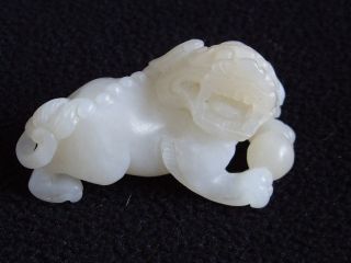 Chinese Antique White Jade Beast photo