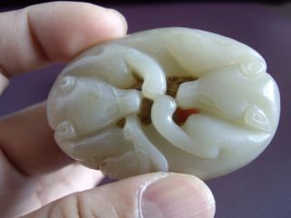 Chinese White Jade Carving Double Beasts photo
