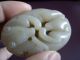 Chinese White Jade Carving Double Beasts Other photo 8