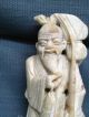 Pair (2) Of Matched Antique Chinese Carved Soapstone Fishermen Sculpture Men, Women & Children photo 11