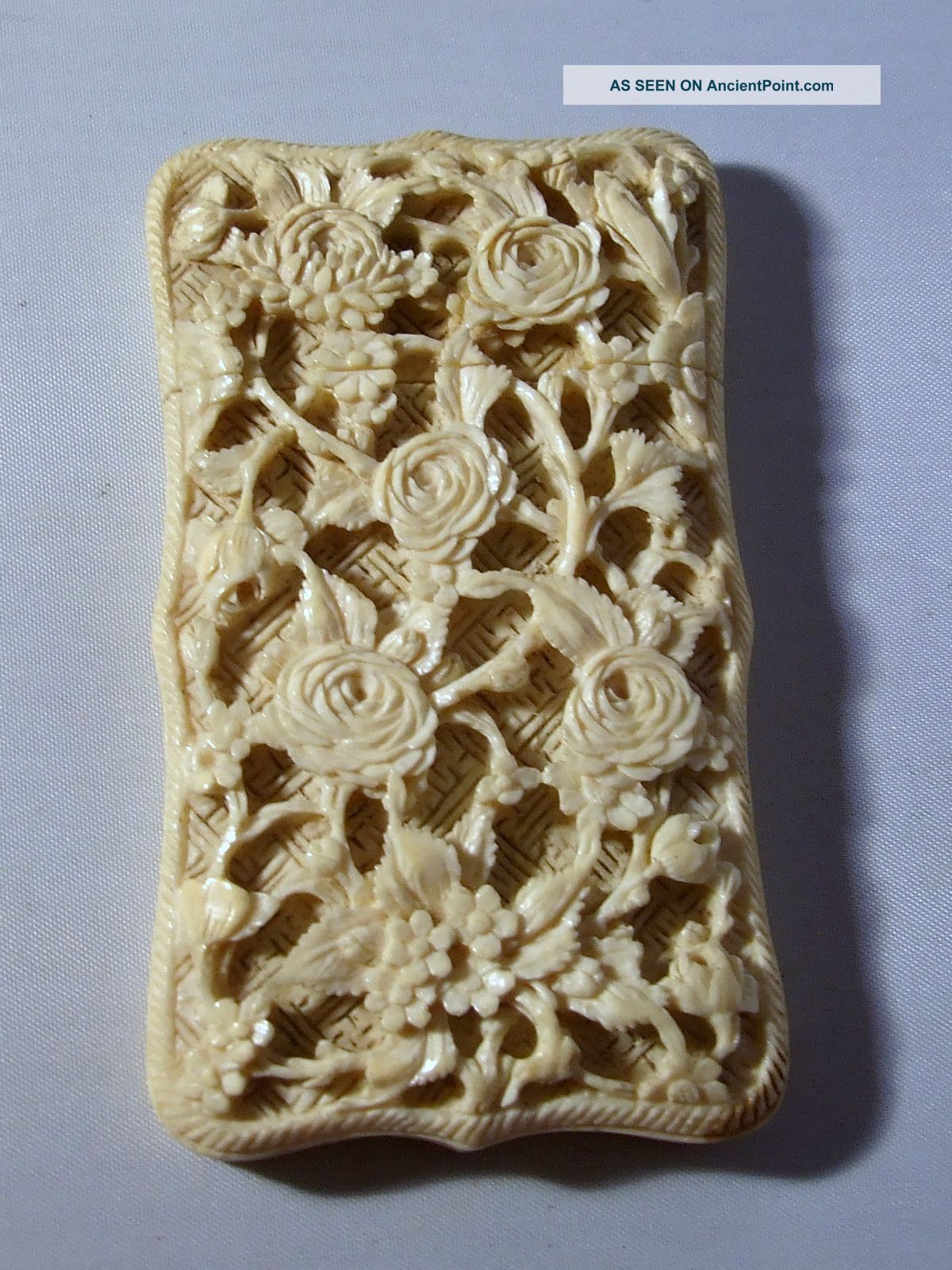 Antique Chinese Canton Hand Carved Visiting Card Case Jade/ Hardstone photo