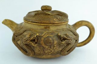 Asian Old Collectibles Decorated Handwork Xue Hua Carving Dragon Tea Pot Aaaaa photo