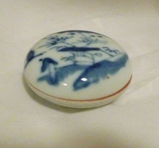 Chinese Porcelain Paste Ink Case - Scenery Patterm photo