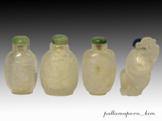 Clear Antique Hand - Crafted Snuff Bottles Set 4 Pcs (tusk Spoon & Jade Stopper) photo