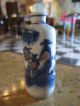 Antique Chinese Blue & White Porcelain Snuff Bottle W/ Man & Landscape Snuff Bottles photo 4