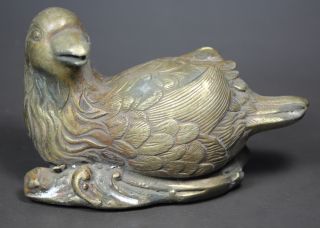 Chinese Handwork Duck Old Copper Statue photo