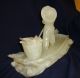 Chinese Serpentine Jade Carving Statue Lady Boat Lotus Men, Women & Children photo 8