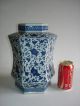 Vintage Chinese Blue & White Hexagon Porcelain Covered Pot Pots photo 1