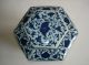 Vintage Chinese Blue & White Hexagon Porcelain Covered Pot Pots photo 3