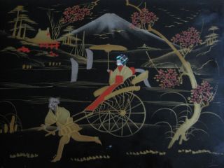 Antique 19th Century Japanese Lacquered Postcard Album Hand Painted photo