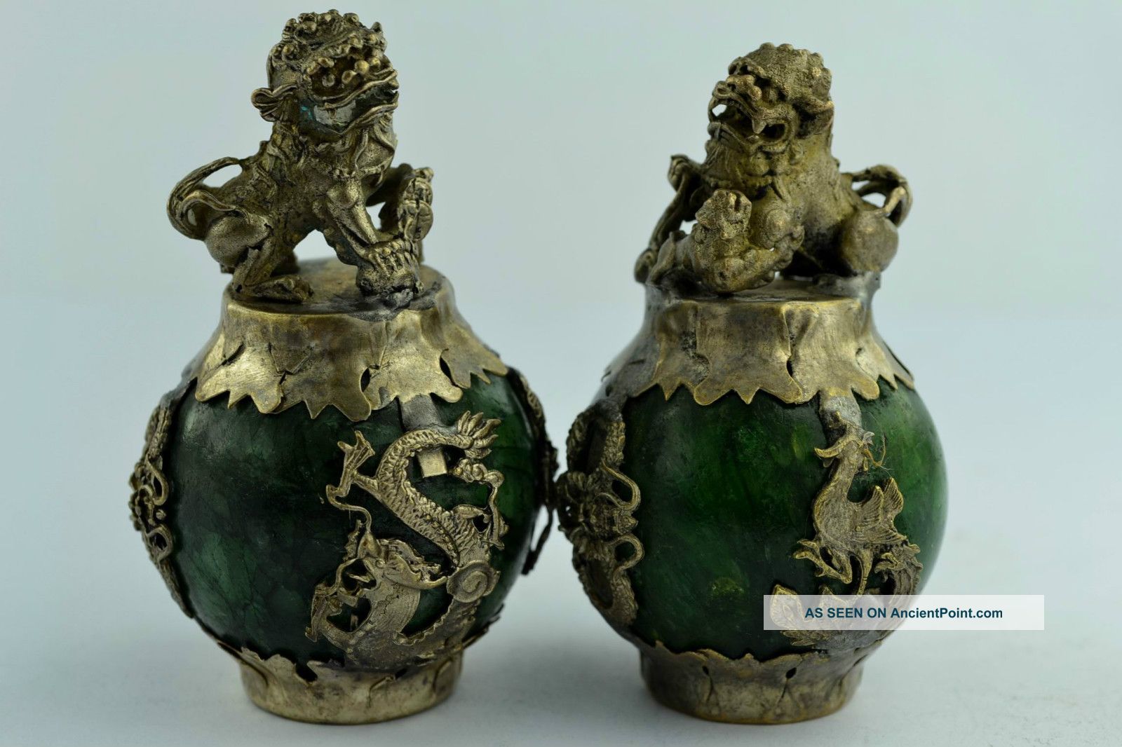 China Rare Collectibles Old Handwork Jade Kylin Pair Statue +++ Uncategorized photo