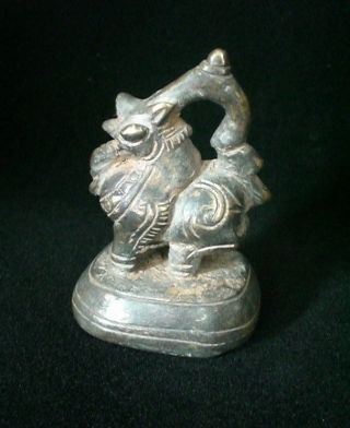 Old Opium Weight Burma/burmese Lion Animal Statue Bronze Southeast Asia/asian Ii photo