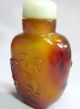 Rare Antique Hand Carved Snuff Bottle With Tusk Spoon & Jade Stopper Snuff Bottles photo 8