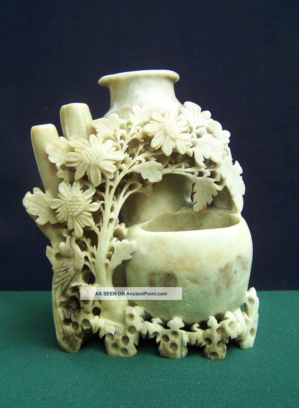 Old Soapstone Hand Carved Vase Vases photo