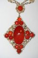 Antique Chinese Gilded Sterling Silver Carnelian Bats & Floral Pendant Necklace Necklaces & Pendants photo 2