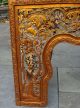 Antique Asian Chinese Carved Wood 3 Section Frame Glass Inset Temple Panel Other photo 1