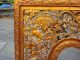 Antique Asian Chinese Carved Wood 3 Section Frame Glass Inset Temple Panel Other photo 2