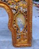 Antique Asian Chinese Carved Wood 3 Section Frame Glass Inset Temple Panel Other photo 4
