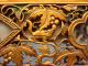 Antique Asian Chinese Carved Wood 3 Section Frame Glass Inset Temple Panel Other photo 8