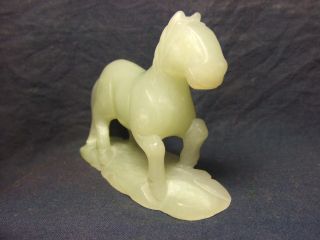 Chinese Ming~qing Period 1368~1911ad Nephrite Green Jade Horse photo