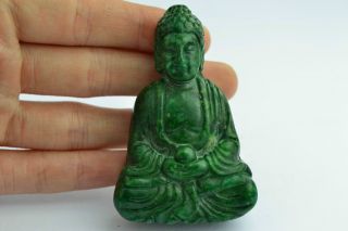 China Collectibles Old Decorate Handwork Jade Carving Buddha Pendant photo