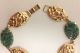 Antique Chinese 14k Gold Plated Copper Base Carved Jadeite Jade Floral Bracelet Bracelets photo 5