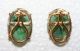 Antique Chinese 14k Gold Carved Green Jadeite Jade Floral Ring And Earrings Set Other photo 6