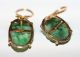 Antique Chinese 14k Gold Carved Green Jadeite Jade Floral Ring And Earrings Set Other photo 7