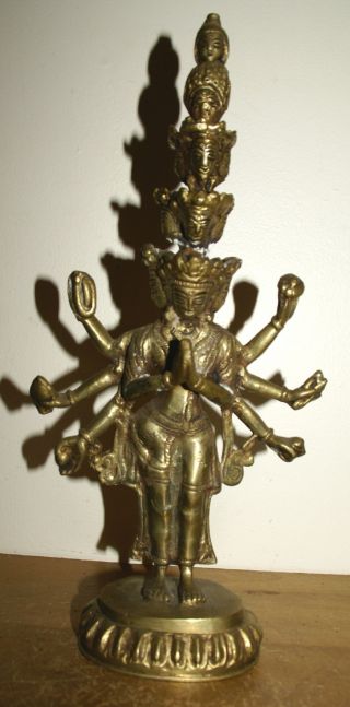 Brass Statue Of An Eight Arm Deity - From India photo