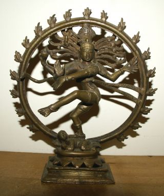 Brass Statue Of A Four Arm Dancing Deity - From India photo