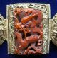 Exceptional 19th/20th Century Chinese Silver & Red Stained ' Ox Bone ' Bracelet. Bracelets photo 4