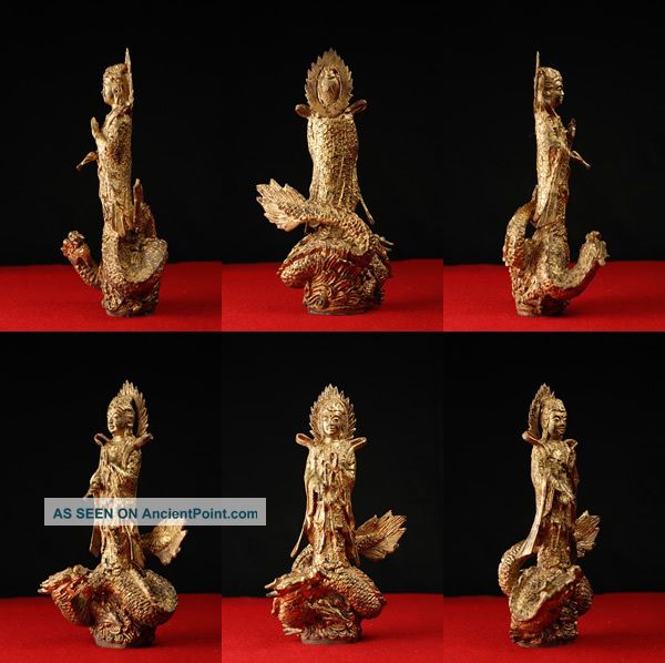 Asian Old Antique Buddha God Of Dragon Statues photo