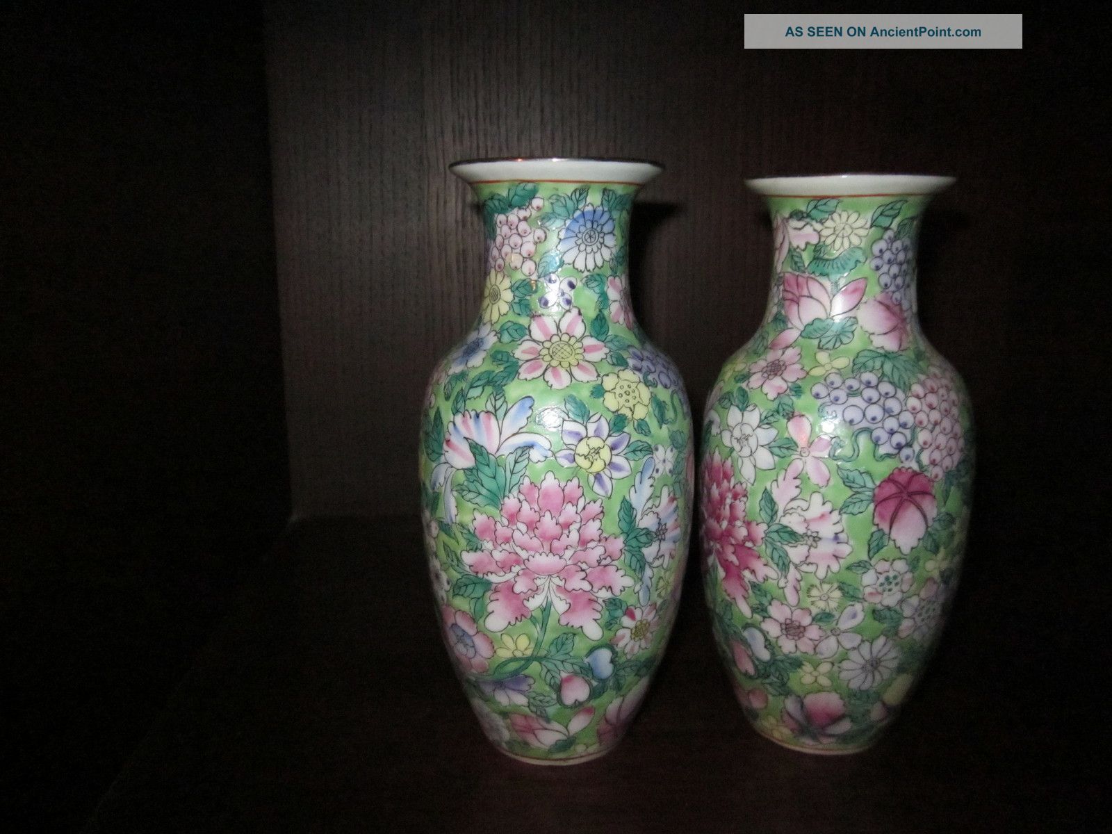 A Fabulous Pair Of Chinese Vases With Peonies And Other Lovely Flowers. Cloisonne photo