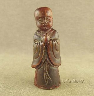 Chinese Old Ox Horn Carving Carved Buddha Pendant photo