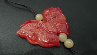 Chinese Red Jade Pendant/butterfly photo