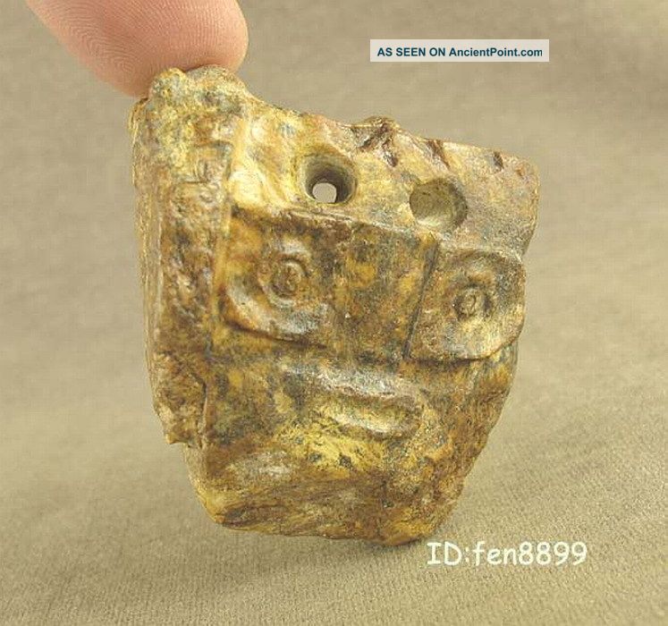 With Carved Human Face Totem Chinese Old Liangzhu Jade Amulet Pendant Other photo