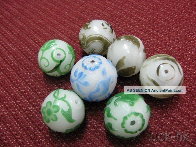 7 Chinese Peking Glass Carved Bead Pendant Other photo