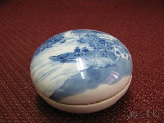 Chinese Porcelain Red Paste Ink Case - Scenery Pattern photo