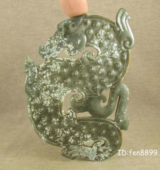 Stunning With Carved Dragon Totem Chinese Jade Bi photo