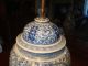 Antique Chinese Blue And White Jar Vase Lamp,  19th C Vases photo 1