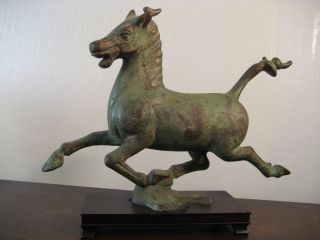 Vintage Chinese Bronze Flying Horse On Swallow photo