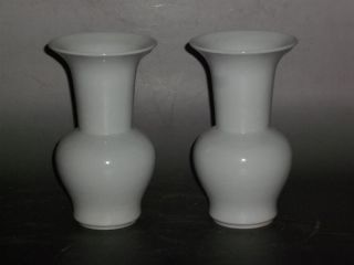Pair Rare Chinese White Glazed Porcelain Vase With Dragon (dark Engraving) photo