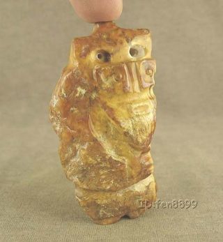 With Carved Chinese Old Liangzhu Jade Human Pendant photo