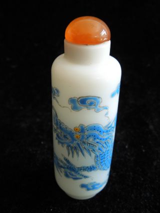 Chinese Qing Dynasty Porcelain Green Dragon Snuff Bottle photo