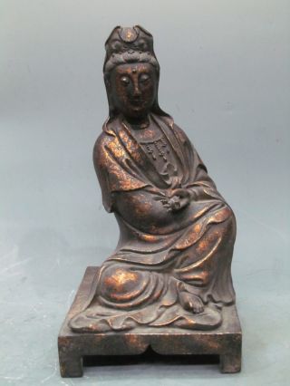 Chinese Rare Bronze Gilt Golden Kwan - Yin photo