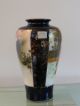 Antique Japanese 19th C Cobalt Blue Gold Two Panel Figural Vase Geisha Waterfall Vases photo 7