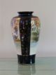 Antique Japanese 19th C Cobalt Blue Gold Two Panel Figural Vase Geisha Waterfall Vases photo 8