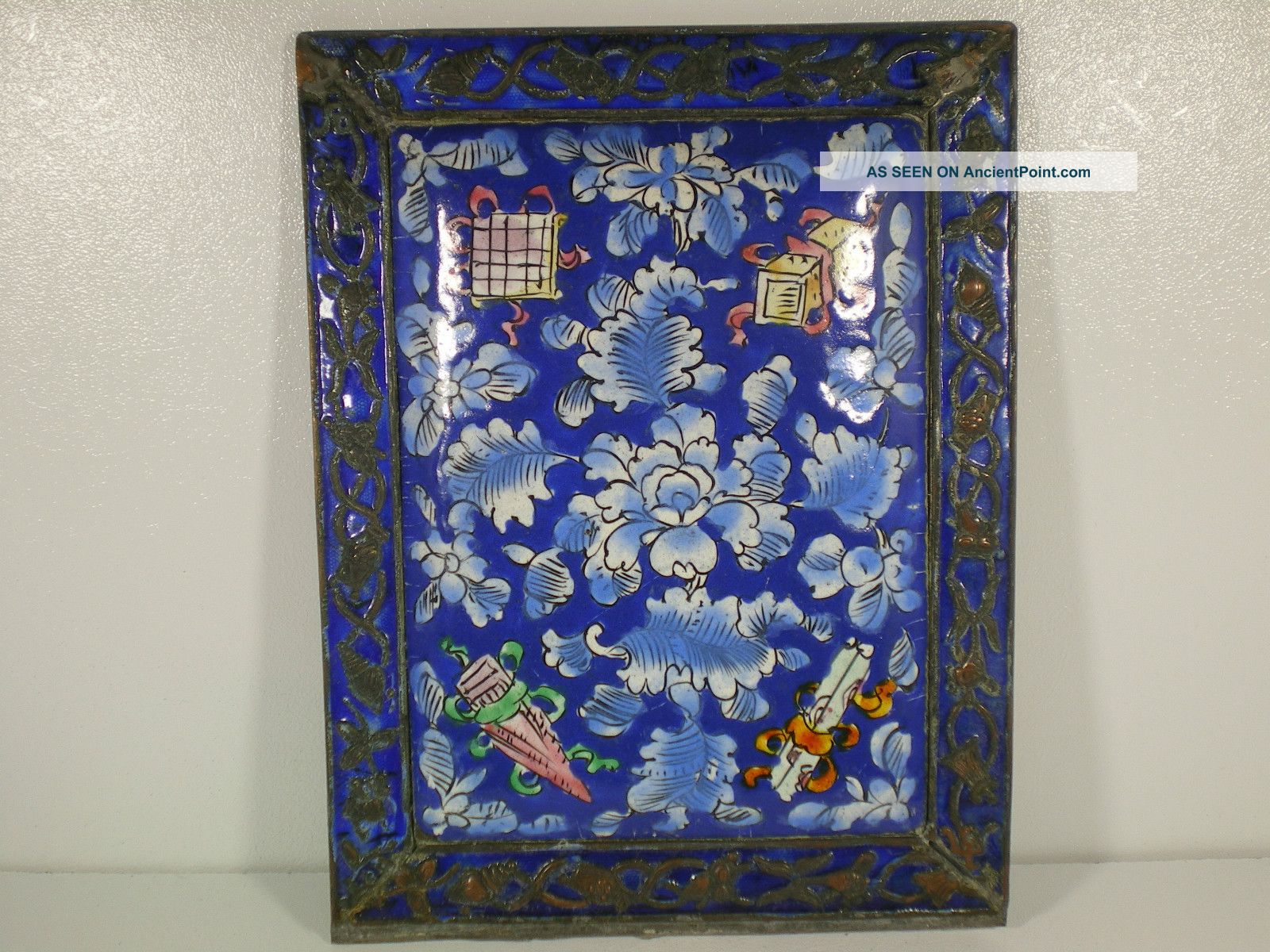 Antique Chinese Peking Enamel Unframed Plaque 5 - 1/4 
